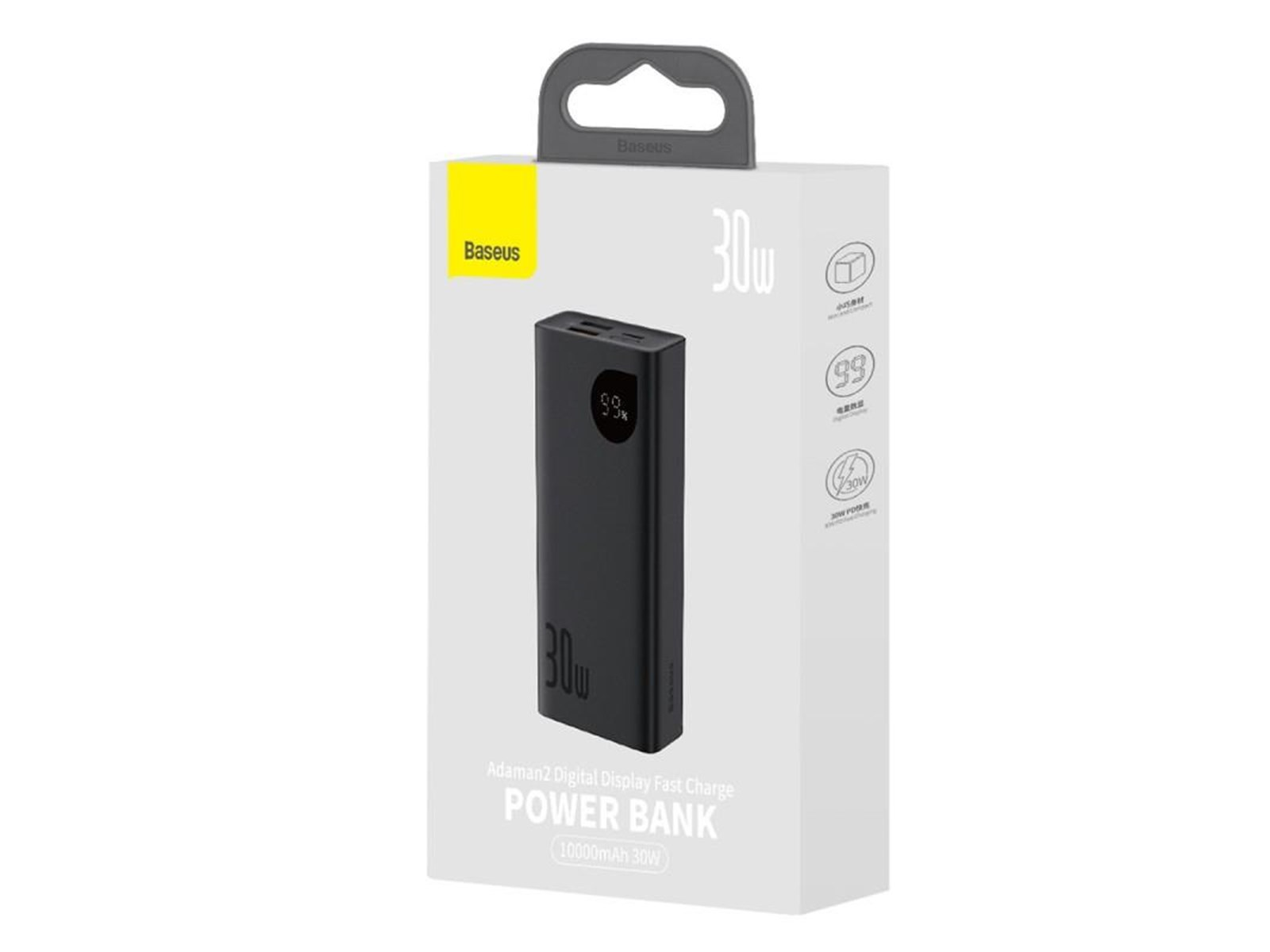 Baseus Adaman2 10000mAh 2xUSB USB-C 30W (black) Powerbank (Akku) - schwarz - 10000 mAh Baseus Adaman2 10000mAh 2xUSB USB-C 30W (black) Powerbank (Akku) - schwarz - 10000 mAh